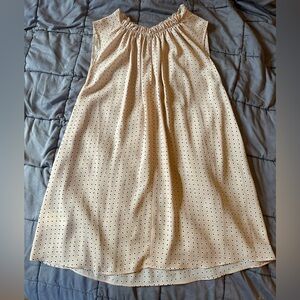 Ann Taylor Cream Sleeveless Blouse with Black Dots